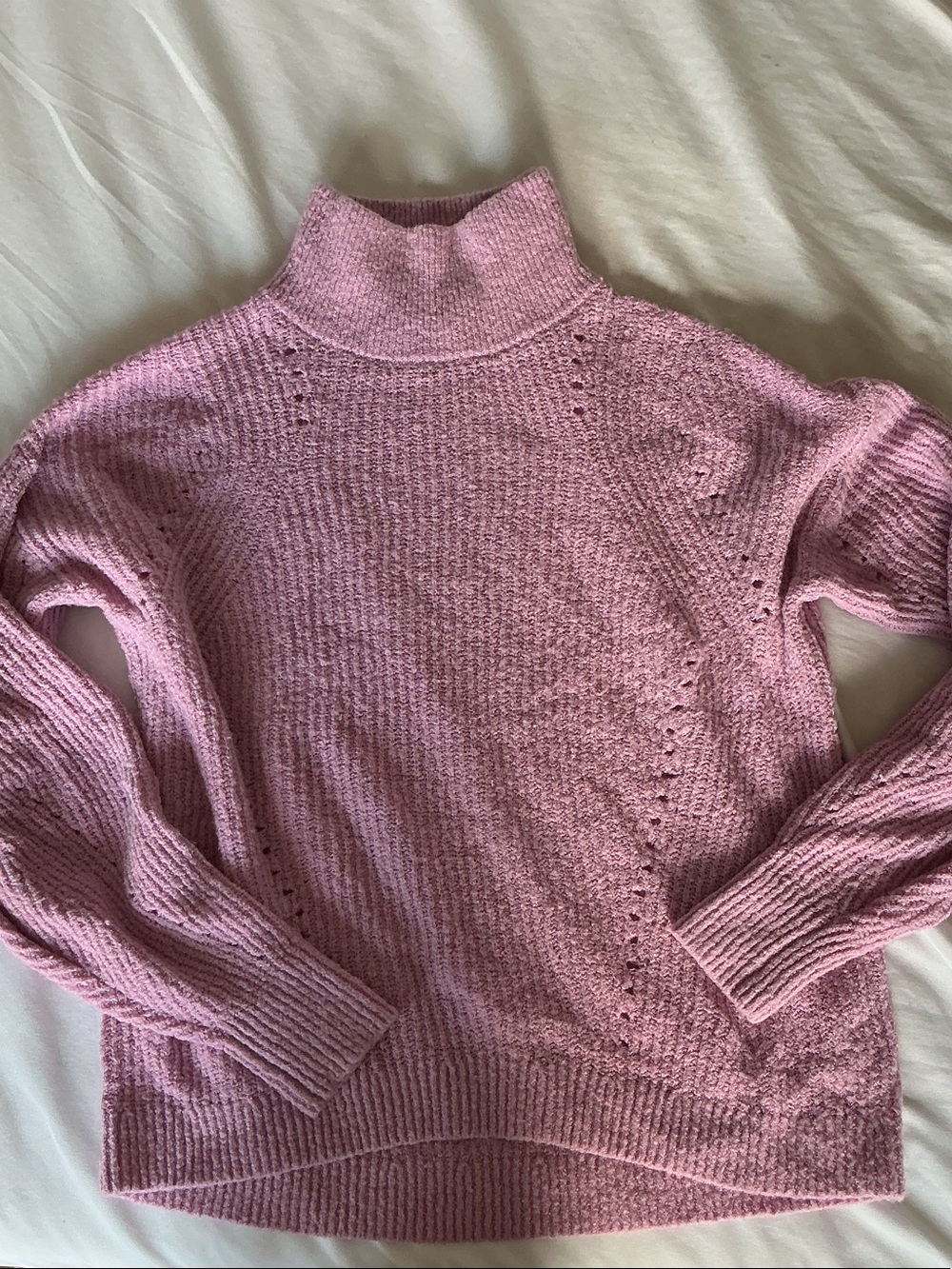 Ann Taylor Vintage Wool Blend Knit Pink Turtleneck Sweater